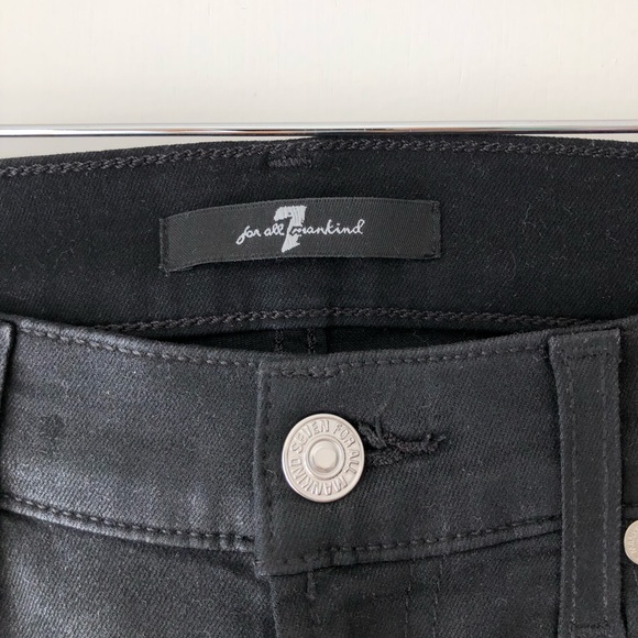 7 For All Mankind Zipper Black Coated Denim - Picture 7 of 12